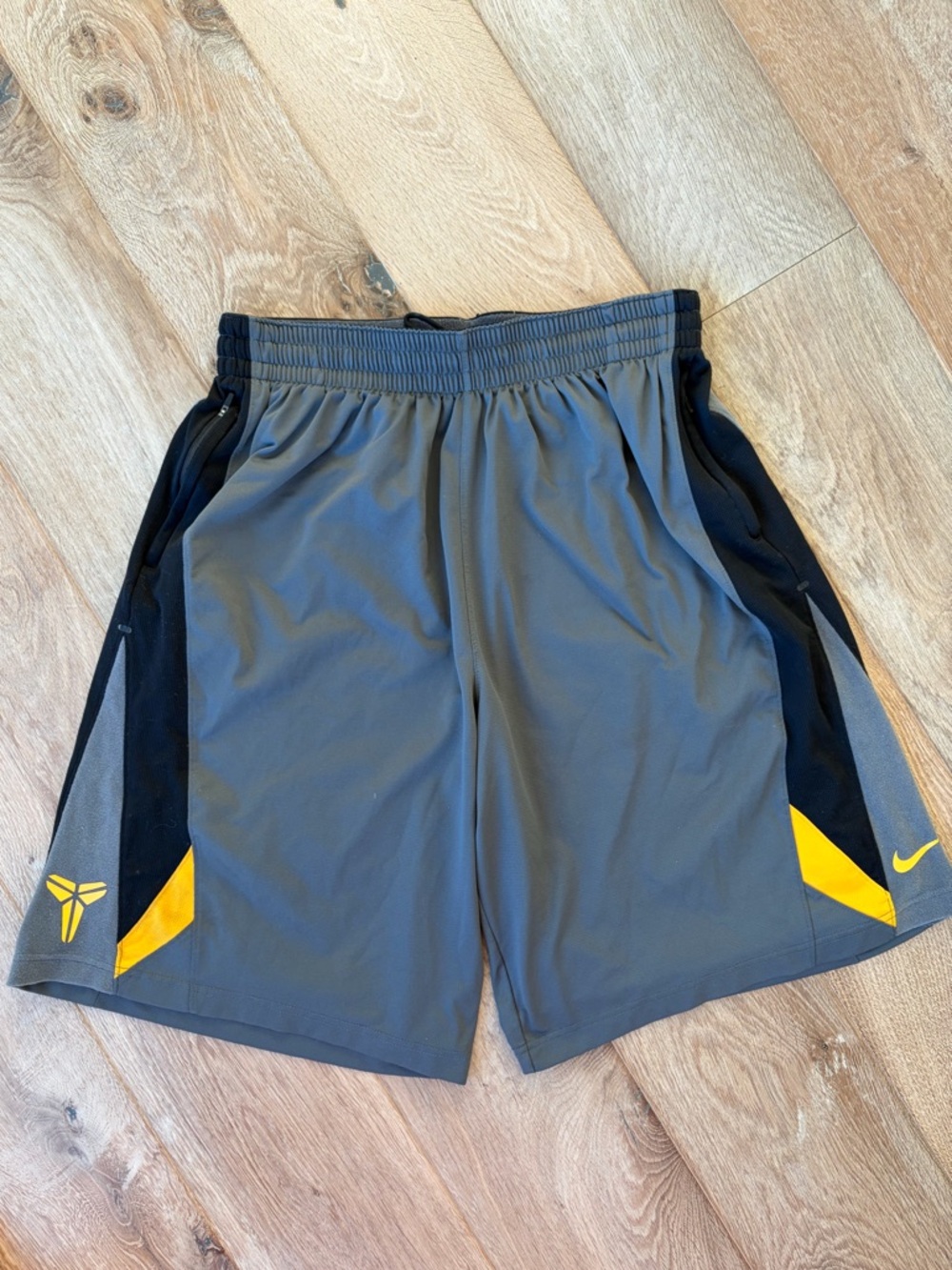 Nike Kobe Bryant Gray Basketball Shorts with Yellow Accents